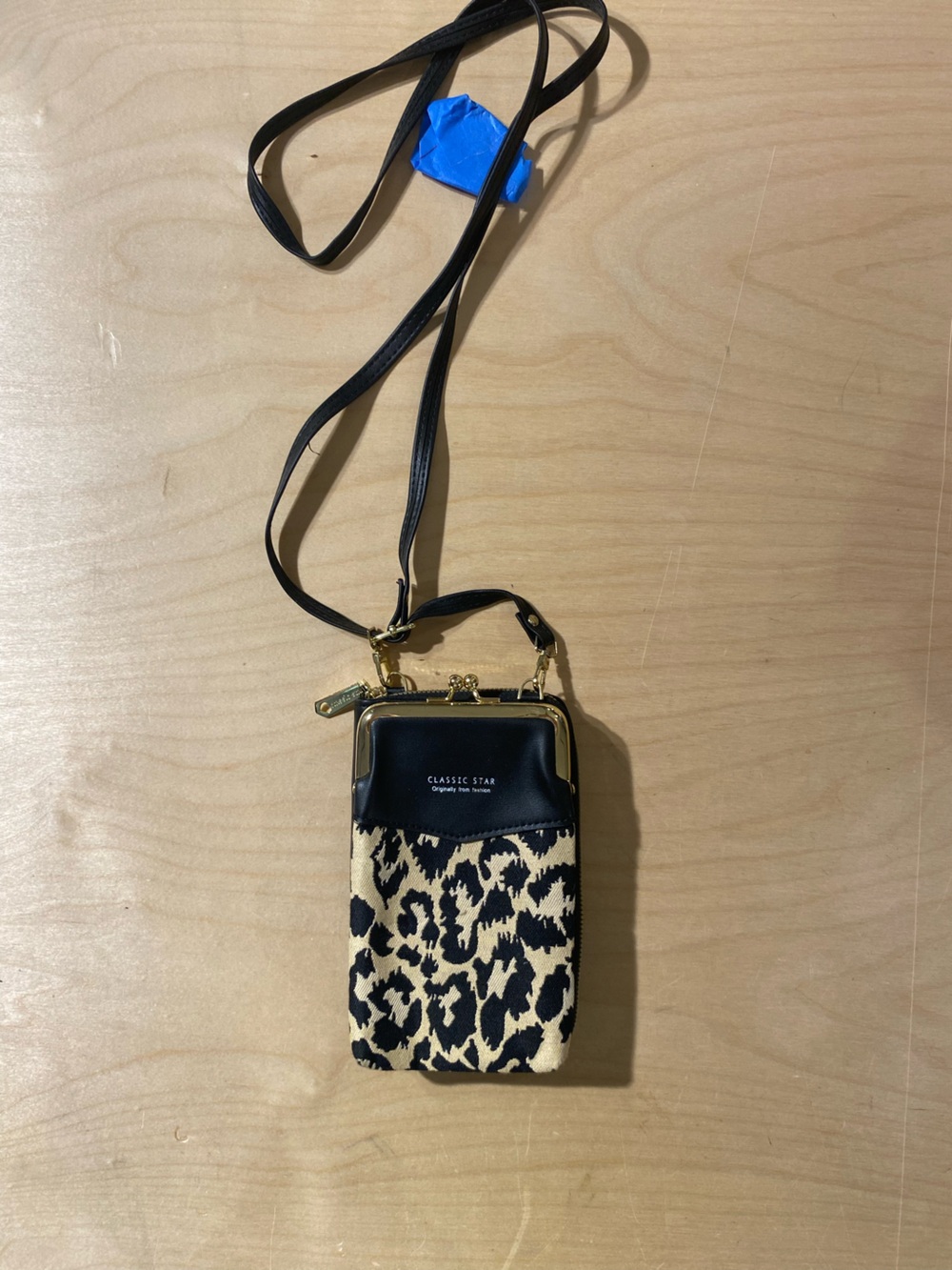 Classic Star Leopard Print Crossbody Phone Pouch in Black and Tan  (AU)